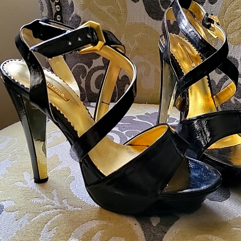 Black Patent 5 inch platform heels